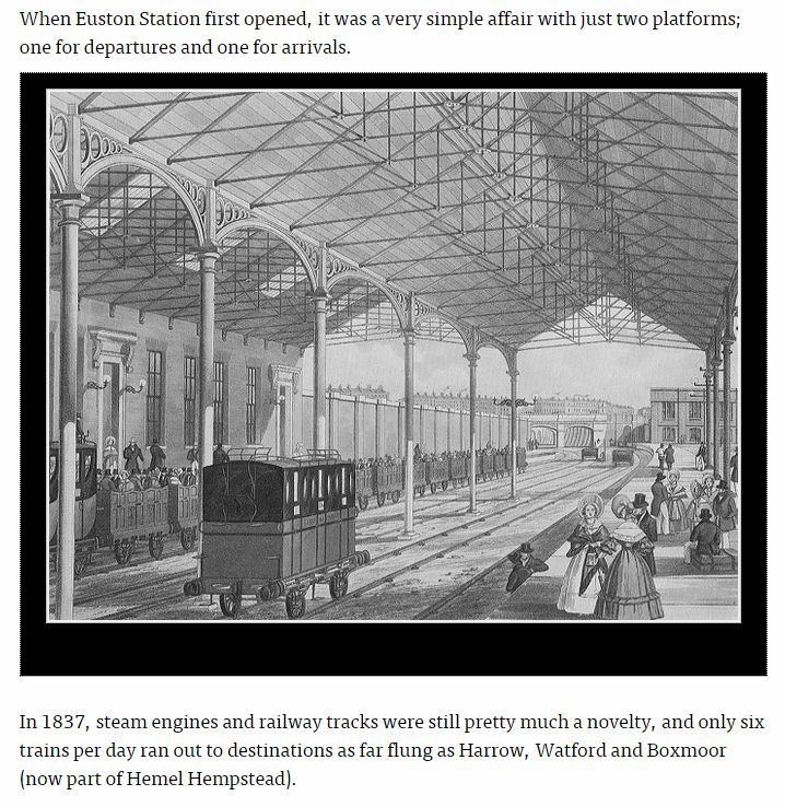 Euston Railway Station shortly after it opened on 20 July 1837
